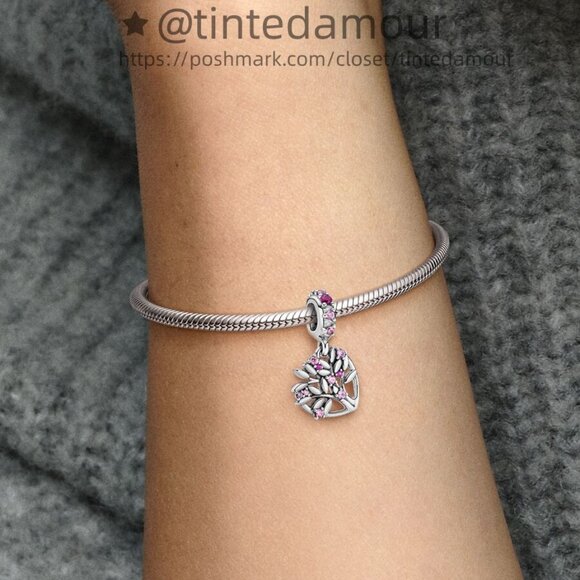 Pandora Pink Heart Family Tree Dangle Charm - Picture 5 of 6